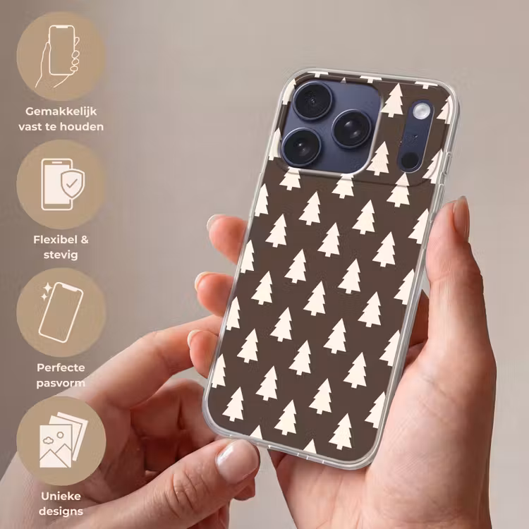 Telefoonhoesje - Kerstboom - Grijs - Crème — 4