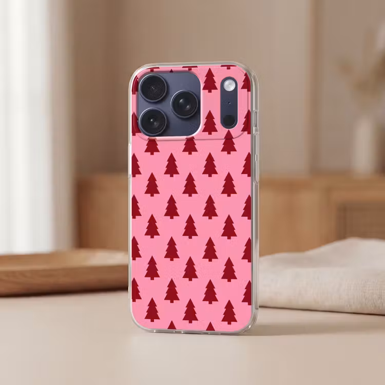 Telefoonhoesje - Kerstboom - Rood - Roze — 3