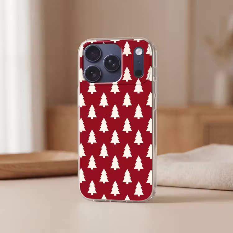 Telefoonhoesje - Kerstboom - Rood - Wit — 3