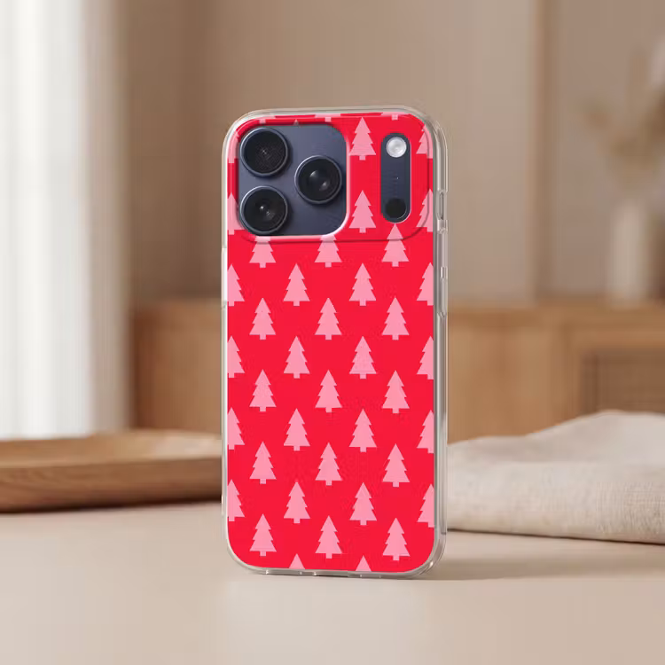 Telefoonhoesje - Kerstboom - Roze - Rood — 3