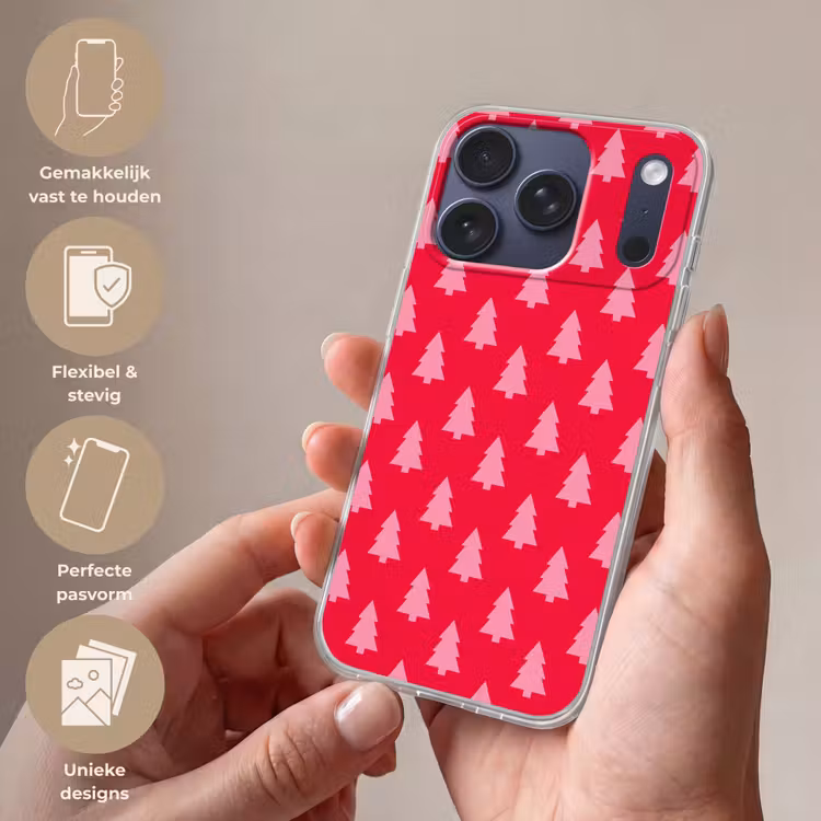 Telefoonhoesje - Kerstboom - Roze - Rood — 4