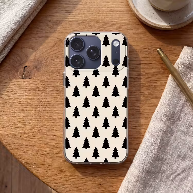 Telefoonhoesje - Kerstboom - Wit - Zwart — 2