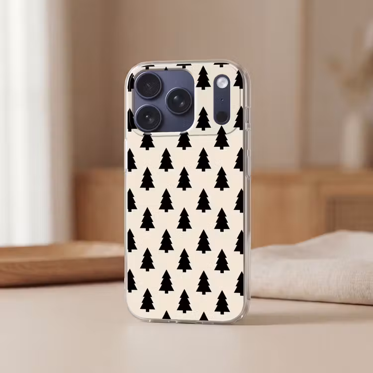 Telefoonhoesje - Kerstboom - Wit - Zwart — 3