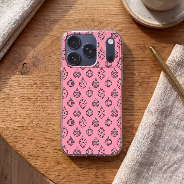 Telefoonhoesje - Kerstbal - Groen - Roze — 2