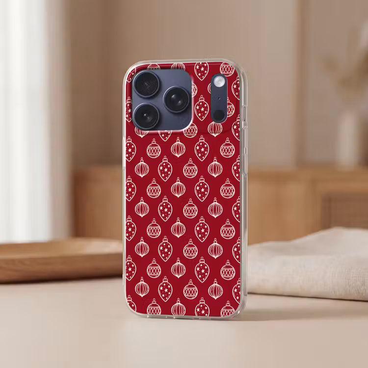 Telefoonhoesje - Kerstbal - Rood - Crème — 3