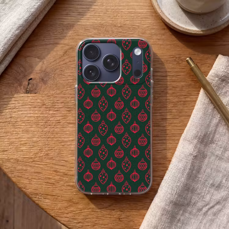 Telefoonhoesje - Kerstbal - Rood - Groen — 2