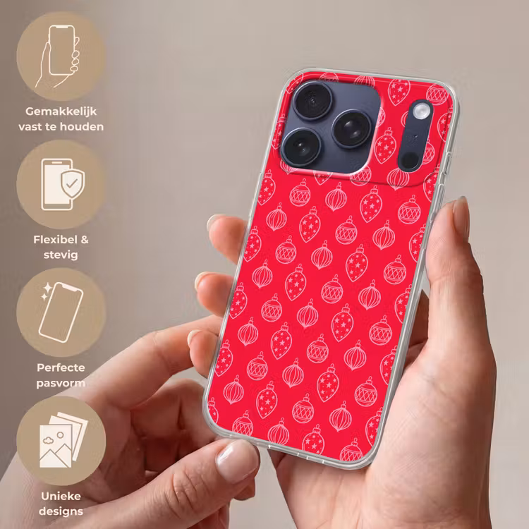 Telefoonhoesje - Kerstbal - Rood - Roze — 4
