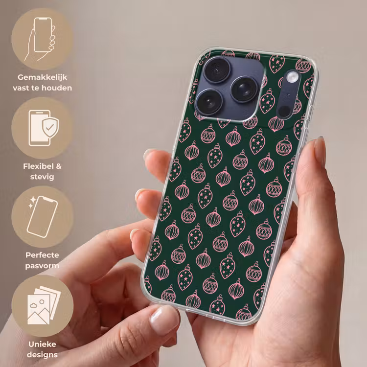 Telefoonhoesje - Kerstbal - Roze - Groen — 4