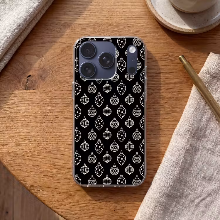 Telefoonhoesje - Kerstbal - Wit - Zwart — 2