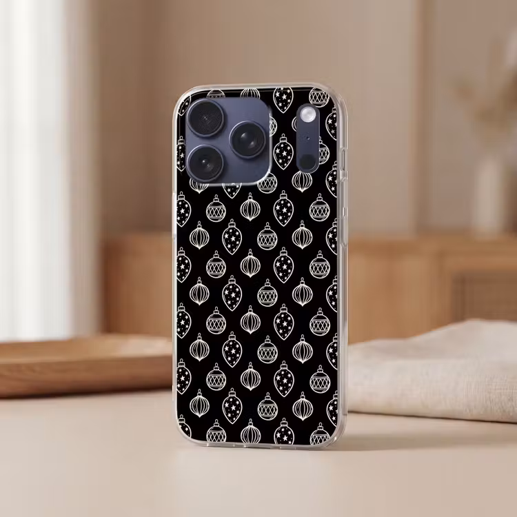 Telefoonhoesje - Kerstbal - Wit - Zwart — 3