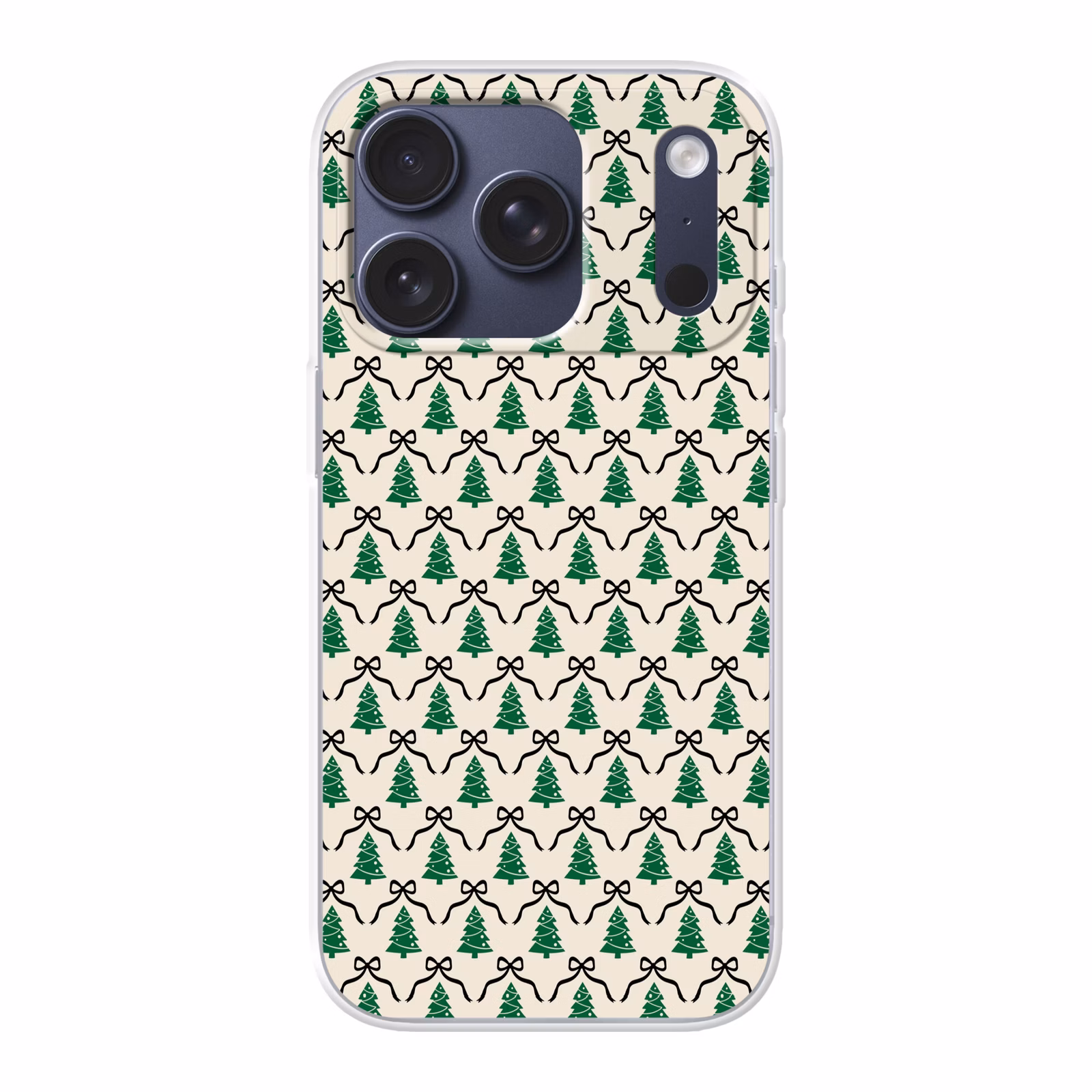 Telefoonhoesje - Kerst - Wit - Zwart - Strik — 1