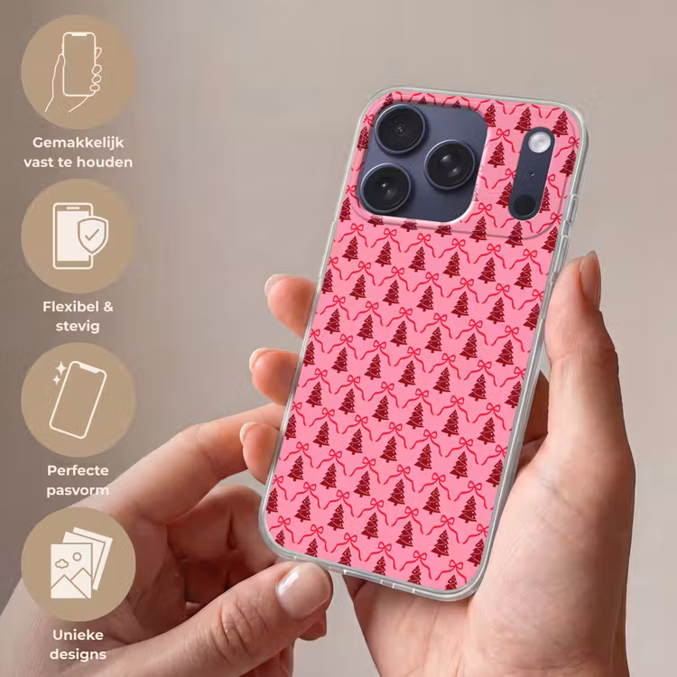 Telefoonhoesje - Kerst - Rood - Roze - Strik — 4
