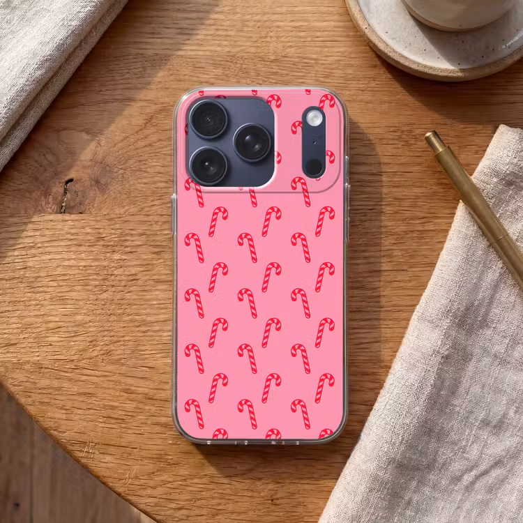 Telefoonhoesje - Kerst - Rood - Roze - Zuurstok — 2