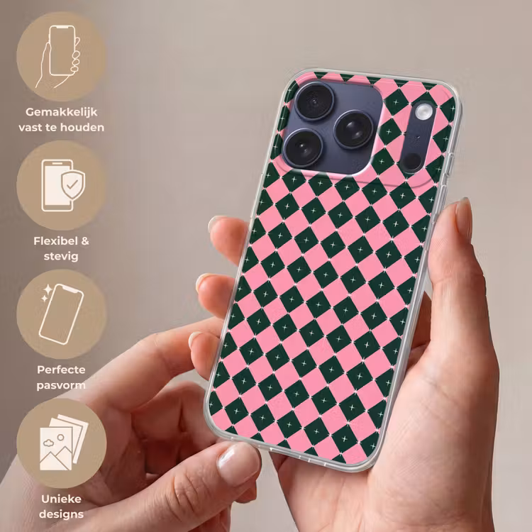 Telefoonhoesje - Kerst - Roze - Groen - Ster — 4