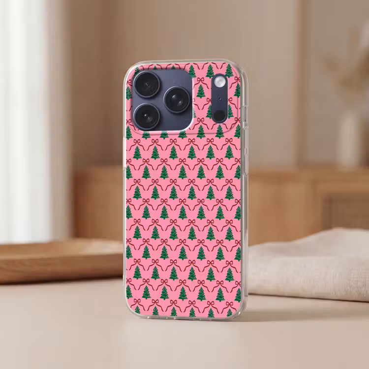 Telefoonhoesje - Kerst - Roze - Rood - Strik — 3