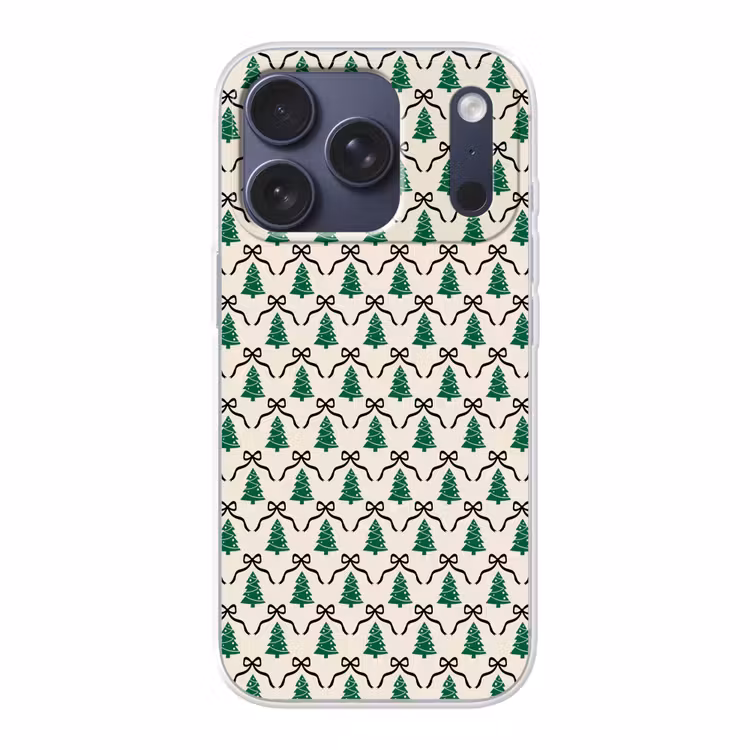 Telefoonhoesje - Kerst - Wit - Zwart - Strik — 1