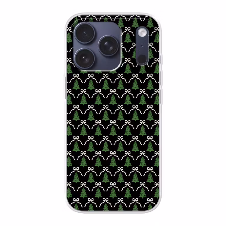 Telefoonhoesje - Kerst - Zwart - Wit - Strik — 1