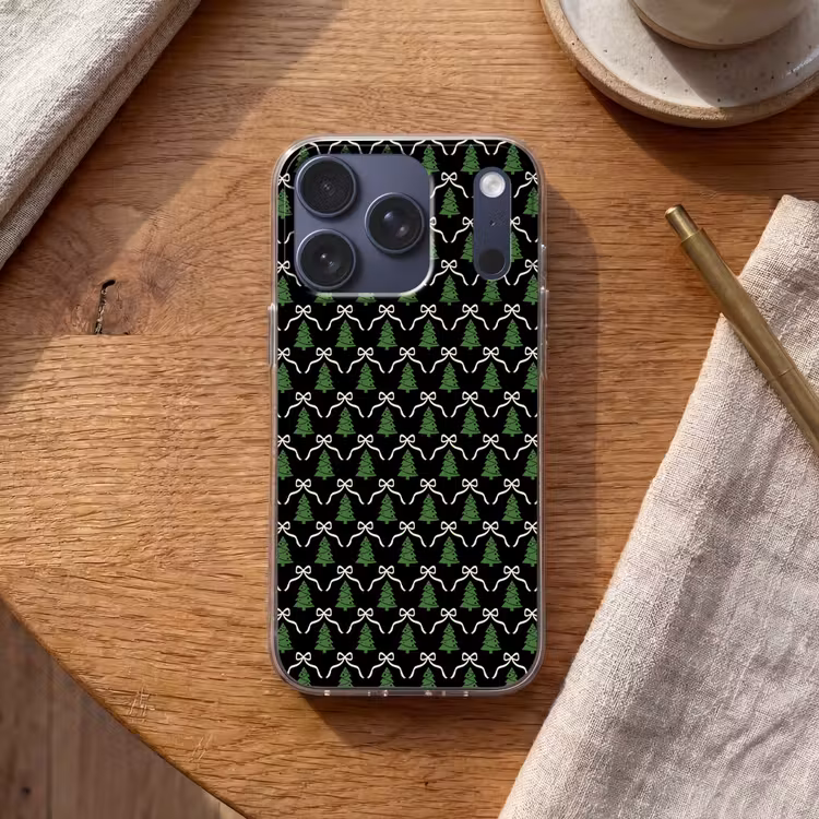 Telefoonhoesje - Kerst - Zwart - Wit - Strik — 2
