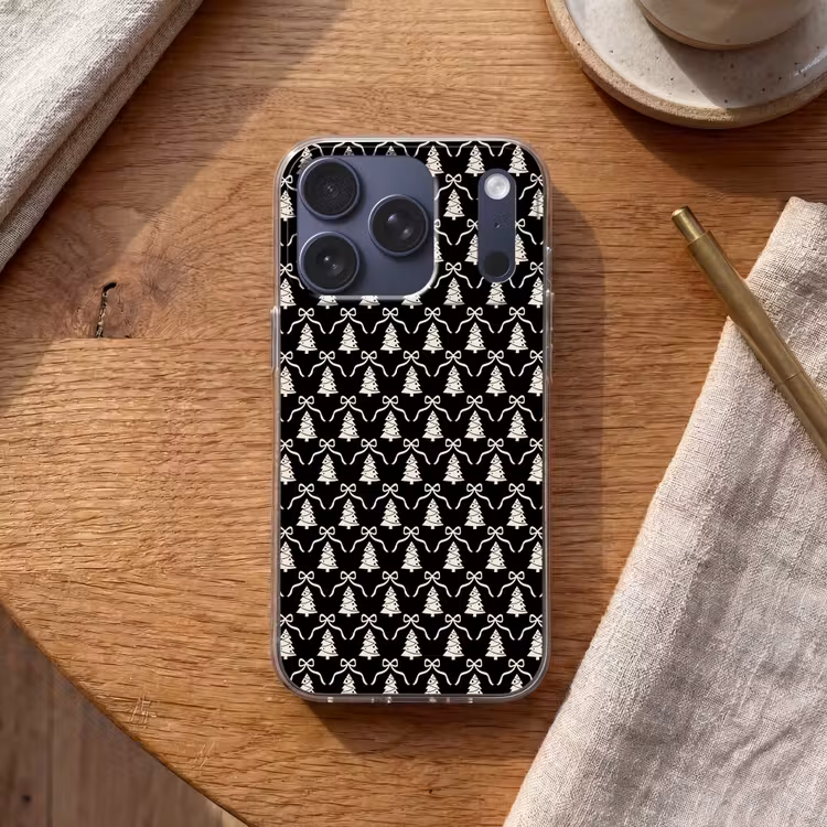 Telefoonhoesje - Strik - Wit - Zwart - Kerst — 2