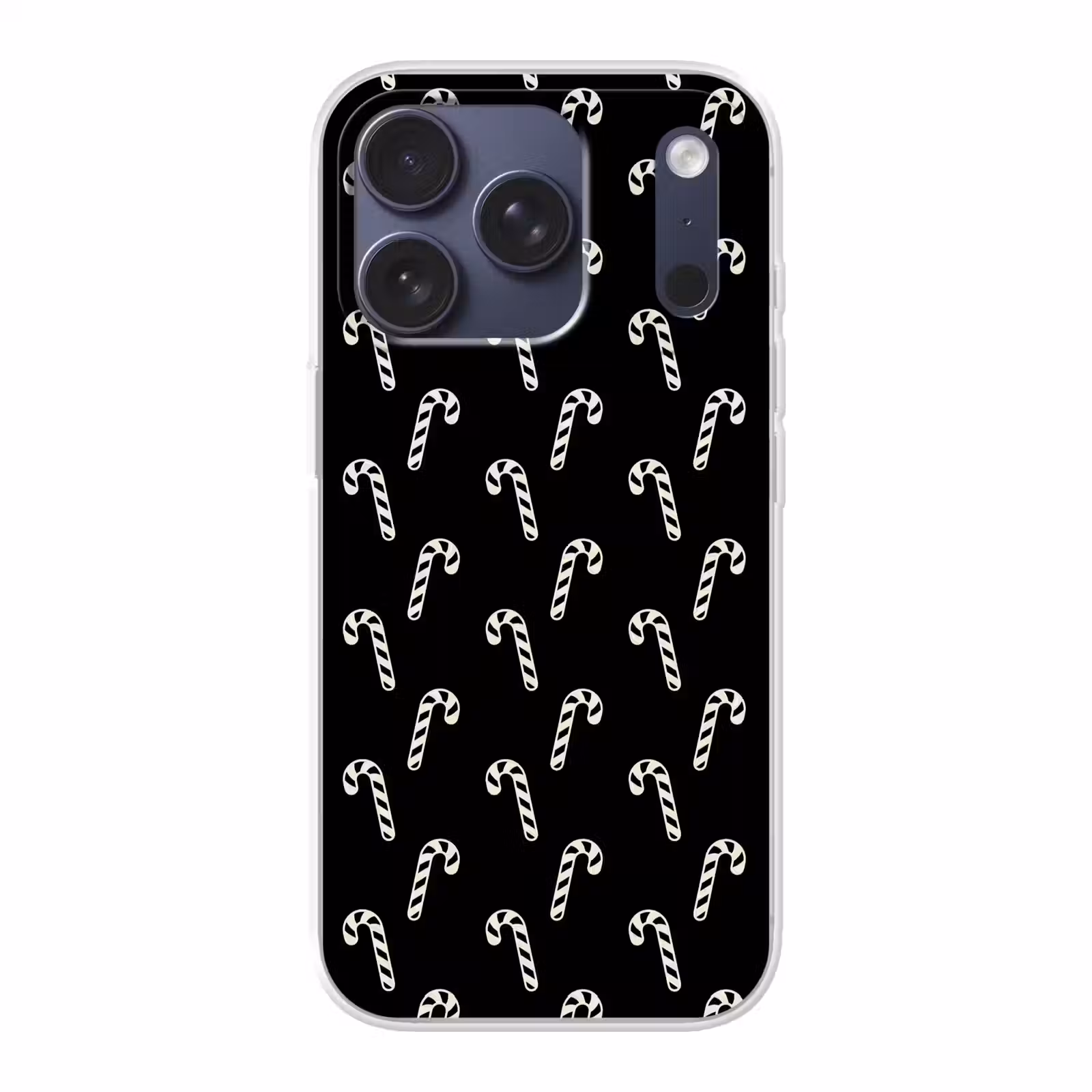 Telefoonhoesje - Kerst - Zwart - Wit - Zuurstok — 1