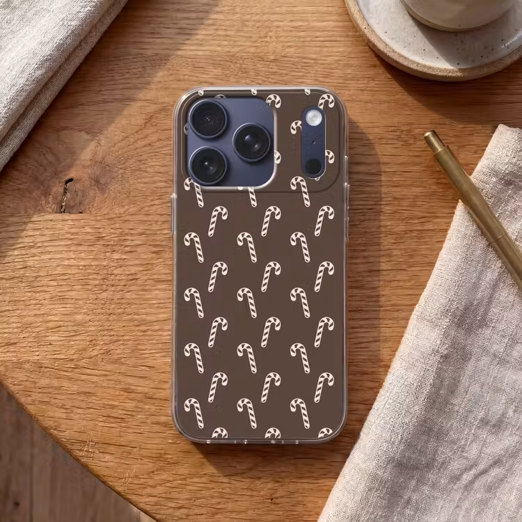 Telefoonhoesje - Kerst - Crème - Taupe - Zuurstok — 2
