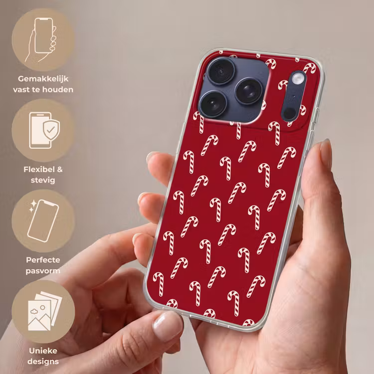 Telefoonhoesje - Kerst - Rood - Wit - Zuurstok — 4