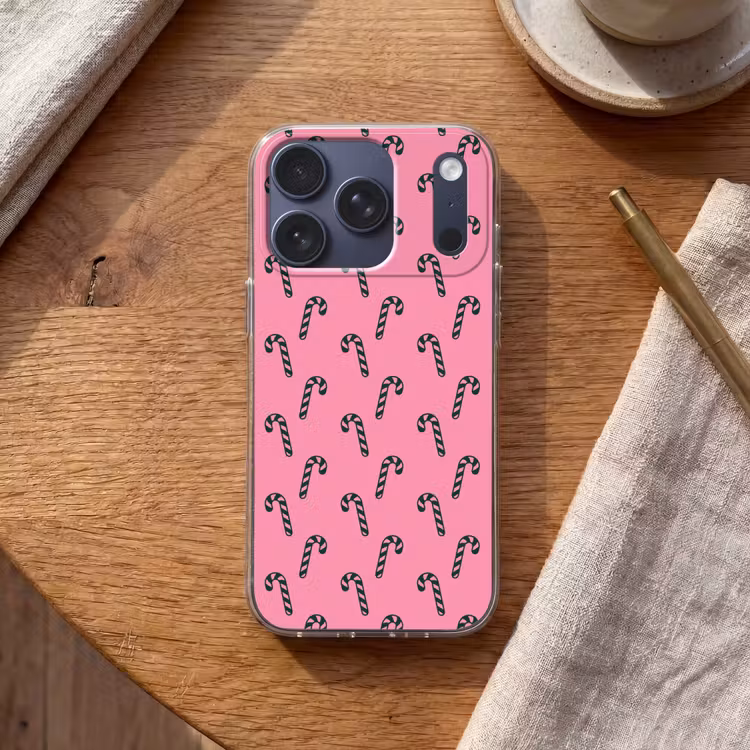 Telefoonhoesje - Kerst - Roze - Groen - Zuurstok — 2