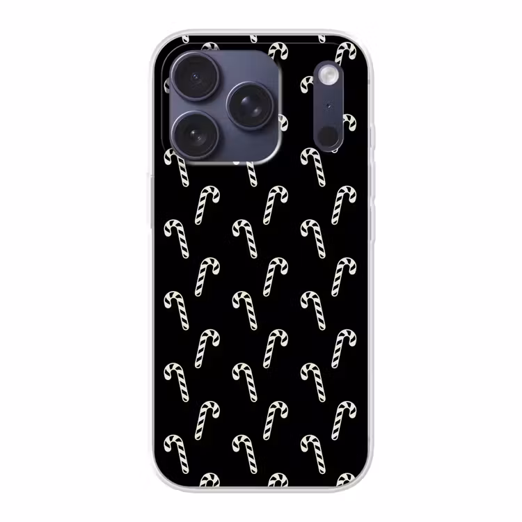 Telefoonhoesje - Kerst - Zwart - Wit - Zuurstok — 1
