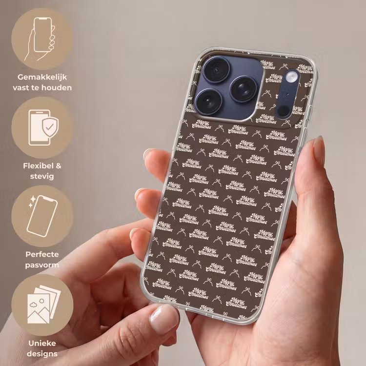 Telefoonhoesje - Tekst - Crème - Bruin - Strik — 4
