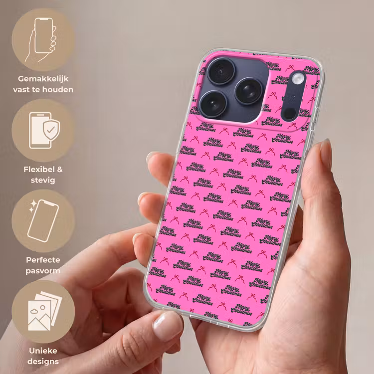 Telefoonhoesje - Tekst - Neon - Roze - Kerst — 4