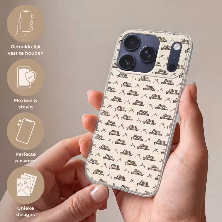 Telefoonhoesje - Tekst - Bruin - Crème - Strik — 4