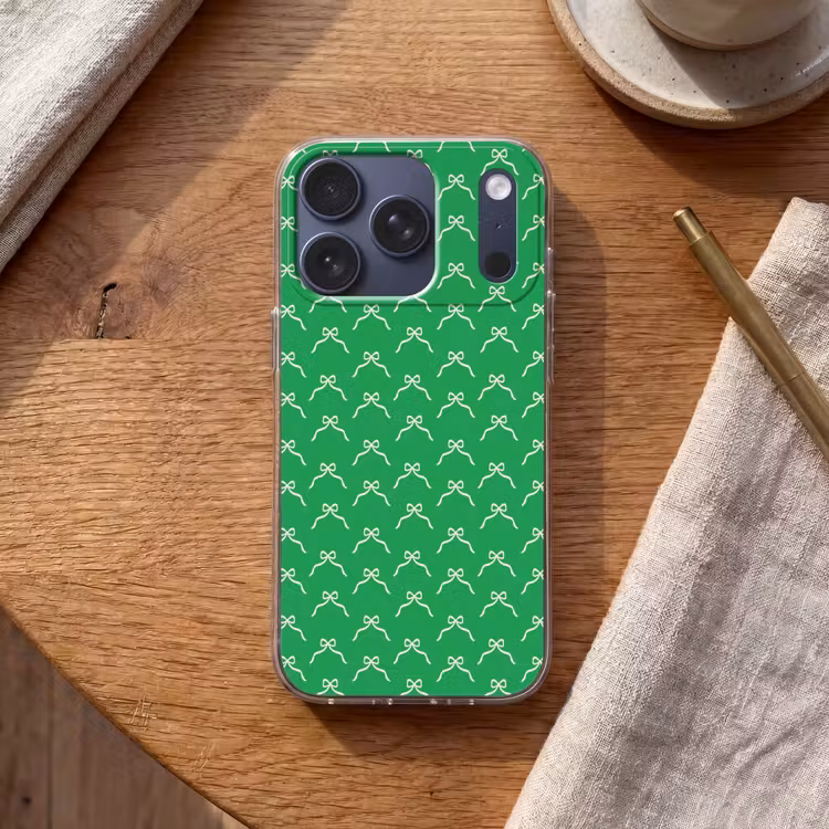 Telefoonhoesje - Strik - Kerst - Groen - Wit — 2