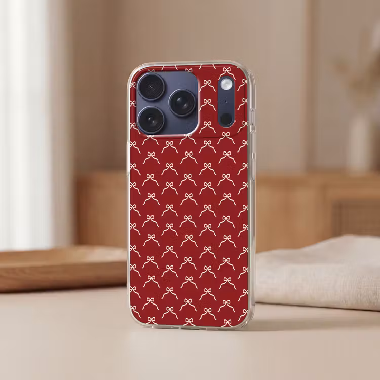 Telefoonhoesje - Strik - Kerst - Rood - Wit — 3