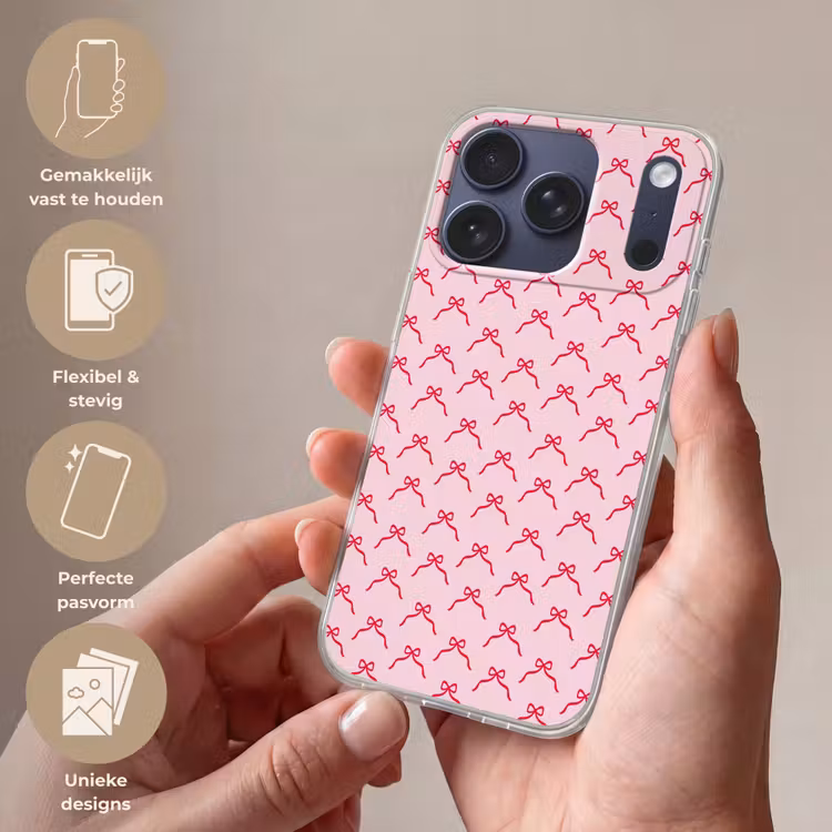 Telefoonhoesje - Strik - Rood - Kerst - Roze — 4