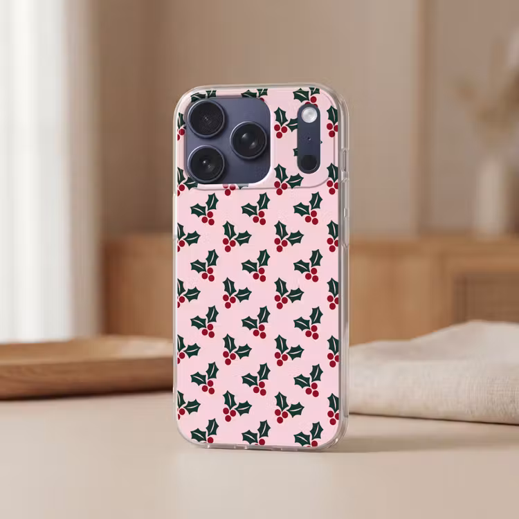 Telefoonhoesje - Kerst - Hulst - Groen - Roze — 3