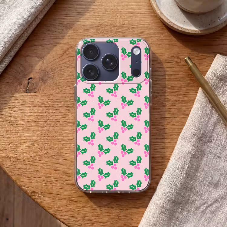 Telefoonhoesje - Kerst - Hulst - Roze — 2