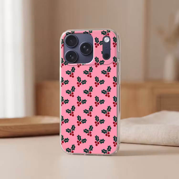 Telefoonhoesje - Roze - Kerst - Hulst — 3