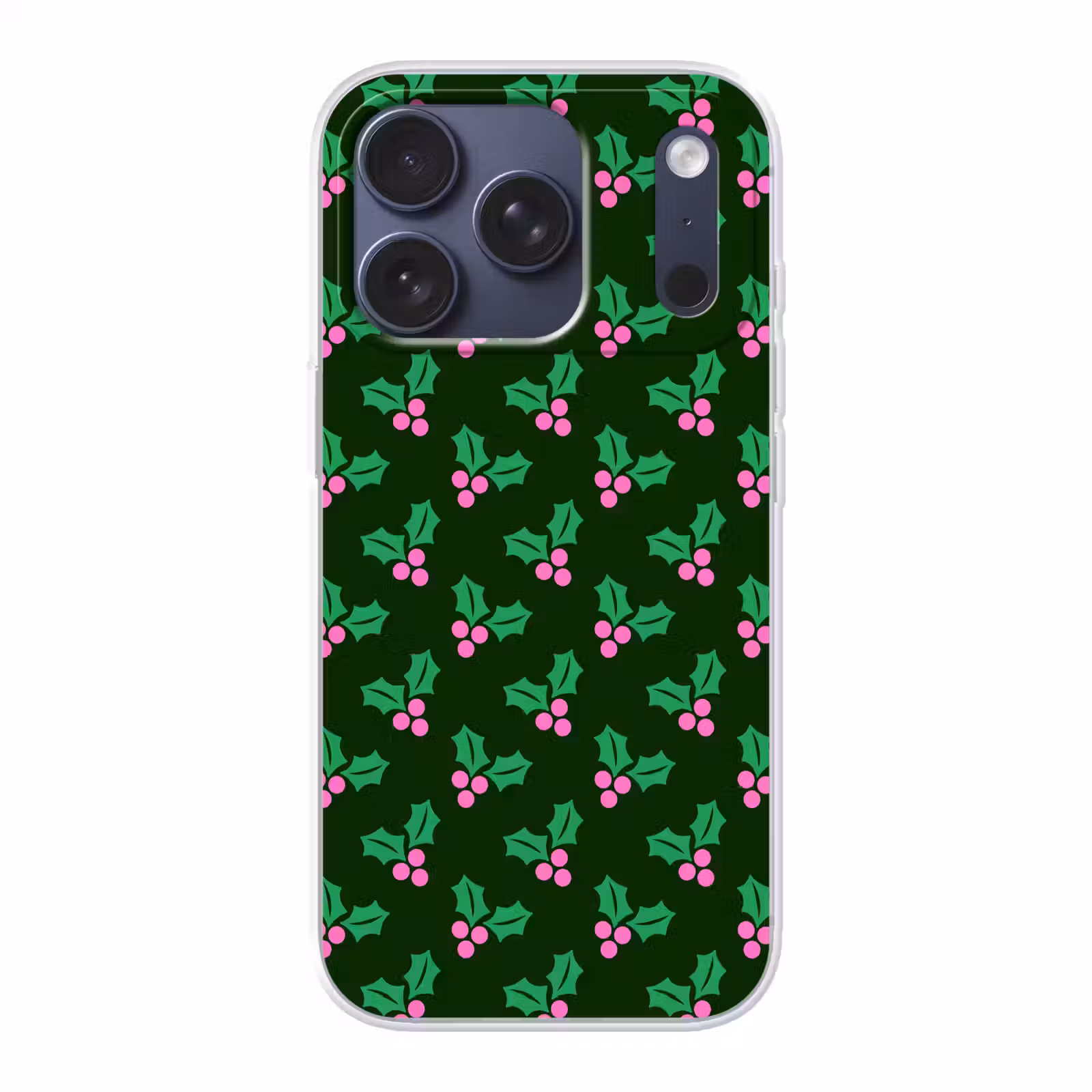 Telefoonhoesje - Hulst - Groen - Roze - Kerst — 1