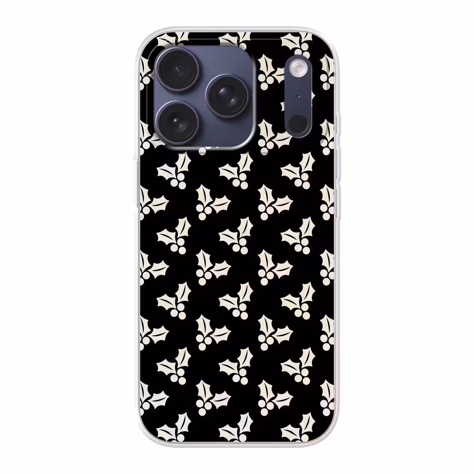 Telefoonhoesje - Kerst - Zwart - Wit - Hulst — 1