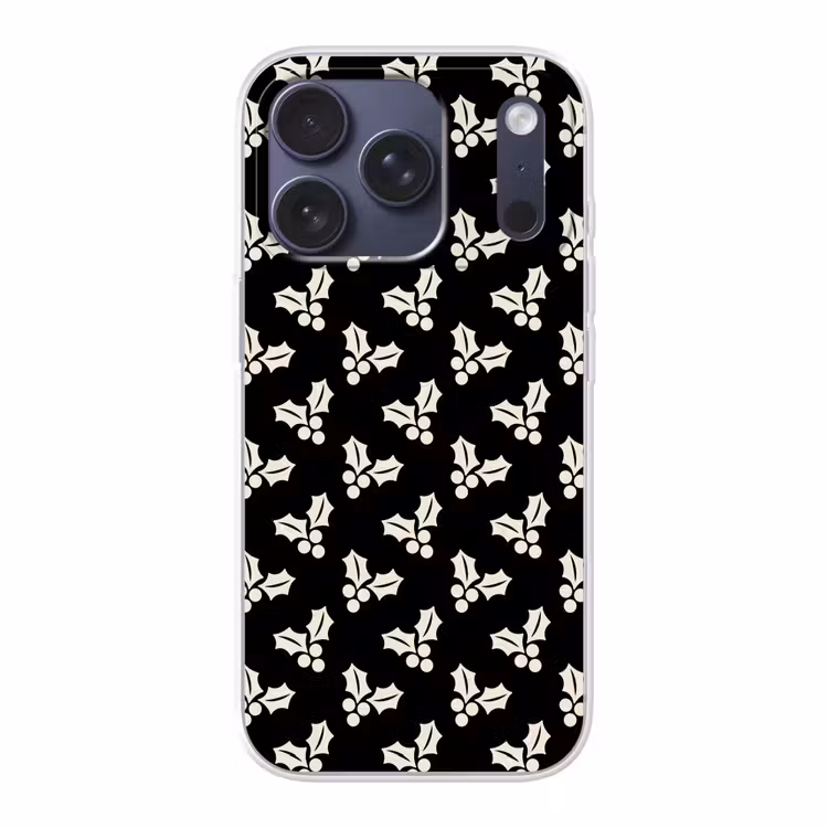 Telefoonhoesje - Kerst - Zwart - Wit - Hulst — 1