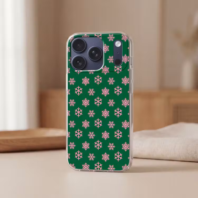 Telefoonhoesje - Sneeuwvlok - Groen - Roze - Kerst — 3
