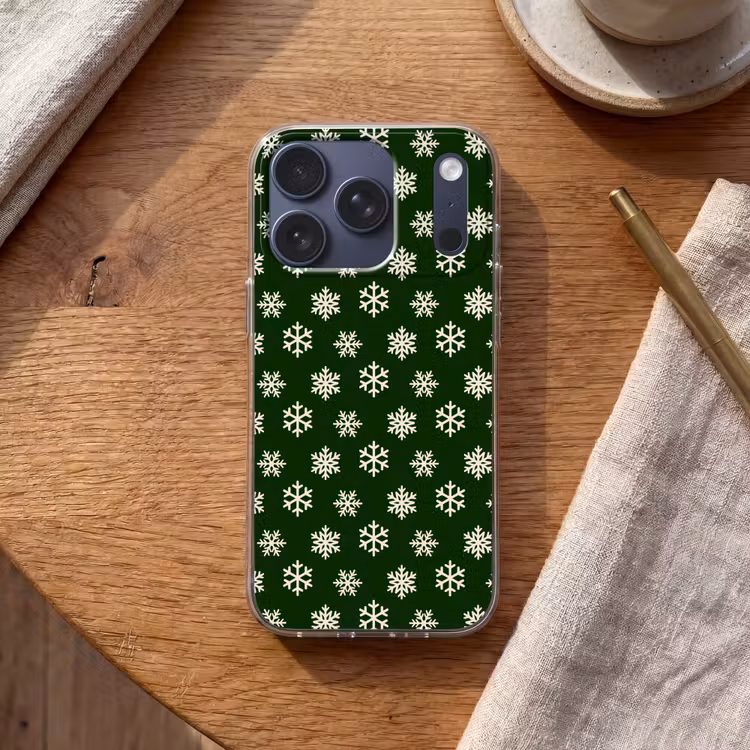 Telefoonhoesje - Sneeuwvlok - Groen - Wit - Kerst — 2