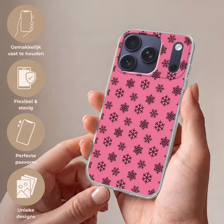 Telefoonhoesje - Sneeuwvlok - Paars - Roze - Kerst — 4