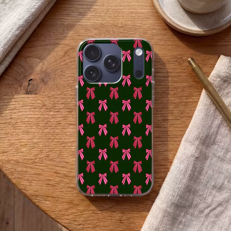 Telefoonhoesje - Strikken - Kerst - Roze - Groen — 2