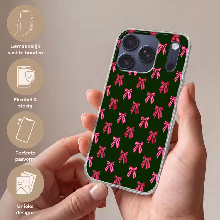 Telefoonhoesje - Strikken - Kerst - Roze - Groen — 4
