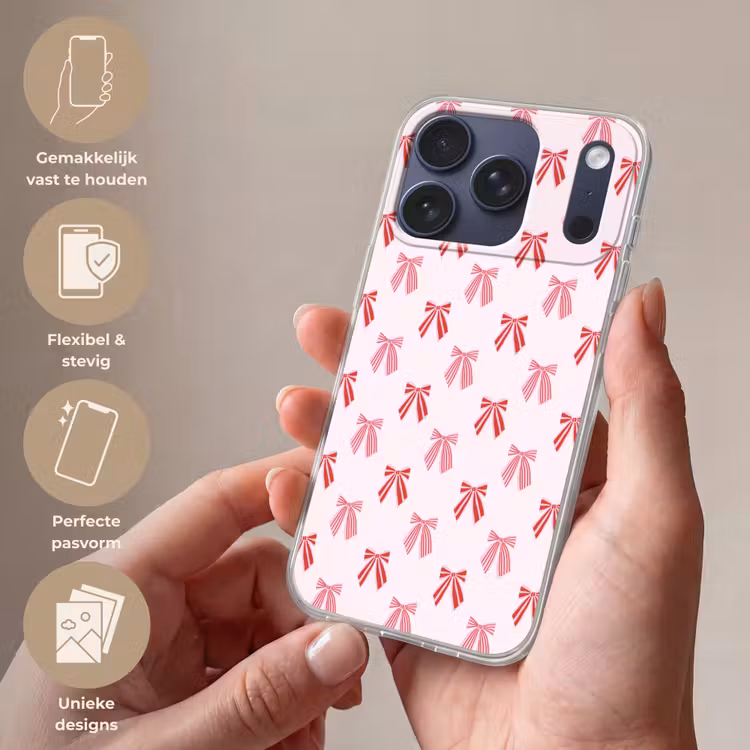 Telefoonhoesje - Strikken - Kerst - Roze - Rood — 4