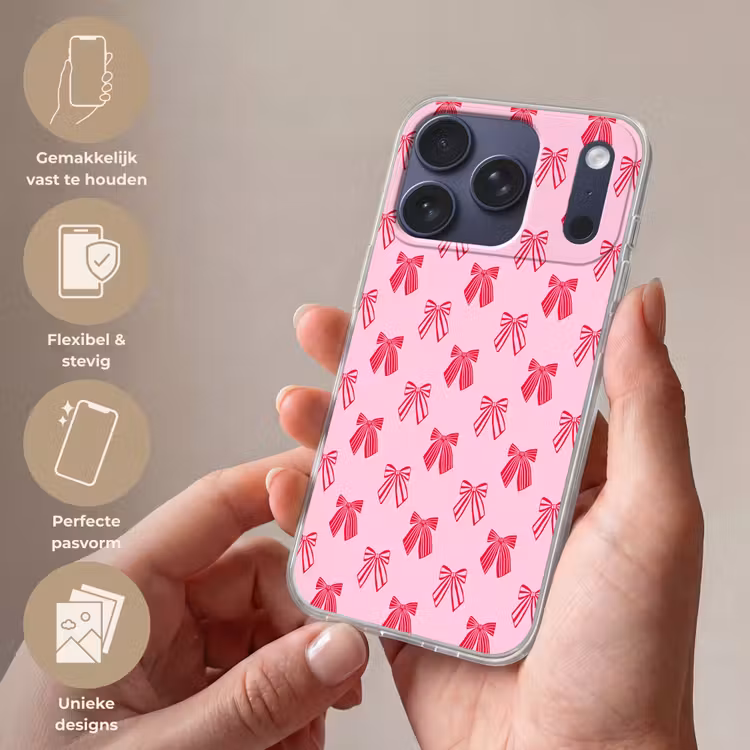 Telefoonhoesje - Strikken - Kerstmis - Roze - Rood — 4