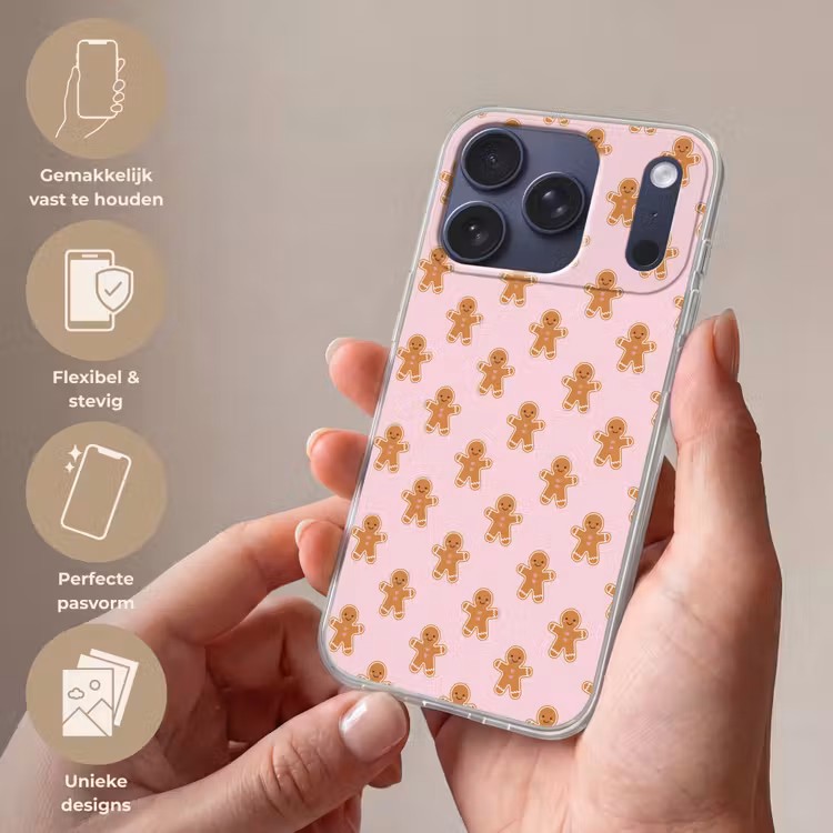 Telefoonhoesje - Peperkoek - Kerst - Roze — 4