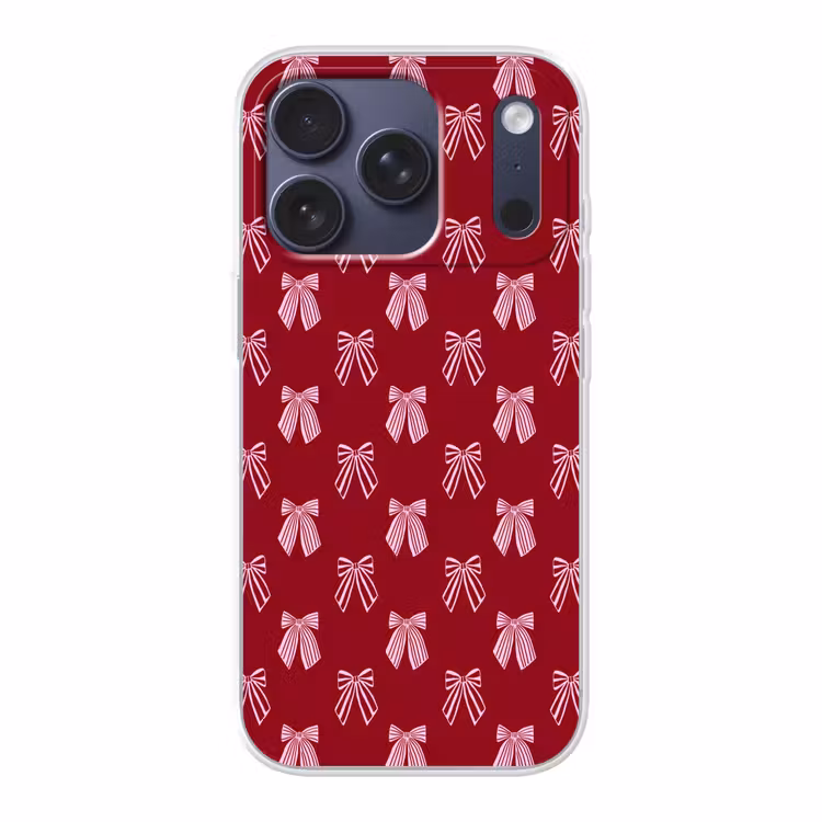 Telefoonhoesje - Strikken - Kerst - Burgundy - Roze — 1