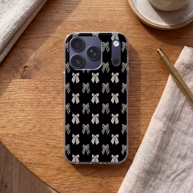 Telefoonhoesje - Strikken - Kerst - Crème - Zwart — 2
